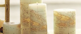 Декупаж свечей при помощи географических карт - роскошная идея для интерьера в стиле бохо, рустик и эко