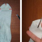 Схема изготовления наряда для барби из носка.